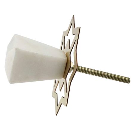 White Stone Square Dresser Knobs